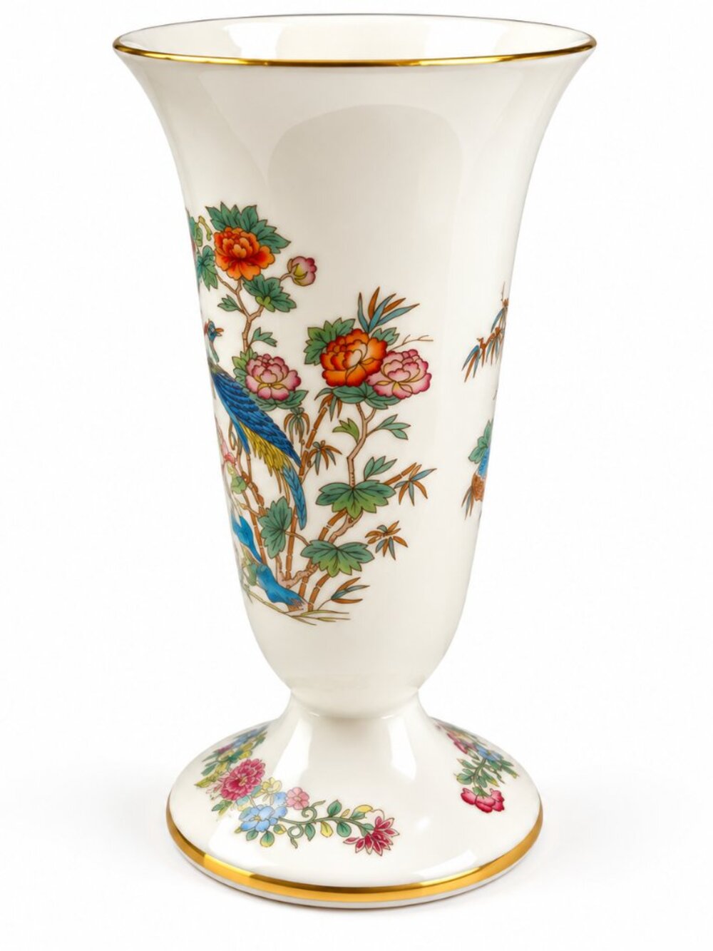 Vase-05--Wedgwood Kutani Crane Vintage Bone China Vase 7" Made in England